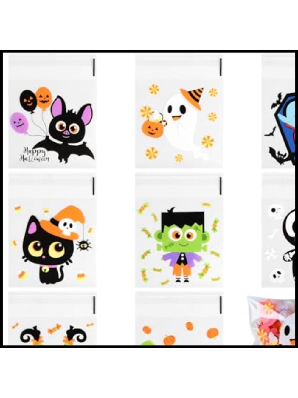 240pcs Halloween Clear Self-Adhesive Candy Treat Bags OPP Party Favor
